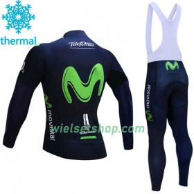 Fietskleding Dames (Fietsshirt Lange Mouw + Lange Koersbroek) 2017 Movistar Team N001 Winter Thermal Fleece